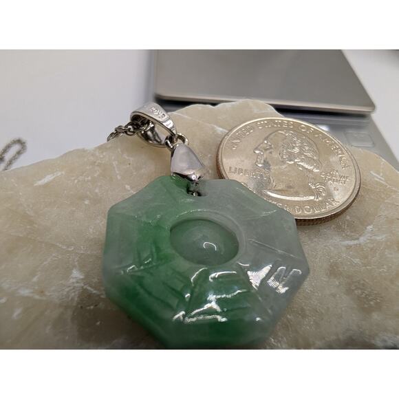 925 chain |18kGF Bale| ying yang floating ball good luck jadeite necklace long - Picture 4 of 5